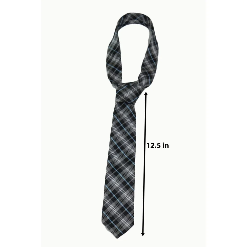 Chaps Boys Plaid‎ Necktie Black Charcoal Grey Black Blue